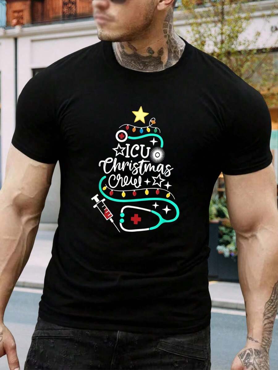 Camiseta divertida de Navidad para el equipo de UCI - El regalo perfecto para enfermeras, auxiliares de enfermería, trabajadores de la salud - Negro - Ver 1