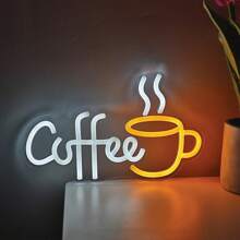 1 Coffee Cup LED Neon Light - USB Powered Wall Mounted Decoration, Suitable For Coffee Shops, Bars, Kitchens, And Homes - Warm Yellow Light, Comfortable Atmosphere, Plastic Material, Easy To Wall Mount, Coffee Bar Accessories