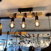 American Style Solid Wood Pendant Lamp, Creative Retro Industrial Style, Original Color, Multi Head Wood Art, Living Room, Dining Room, Suction And Hanging Dual-Use Lamp - 3頭燈杯吊燈 - 查看 2
