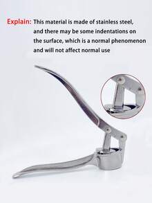 1pc Stainless Steel Garlic Press, Manual Garlic Chopper, Ginger Mincer, Kitchen Tool, Anti-Rust Professional Garlic Crusher, Easy To Press And Clean, Vegetable & Fruit Tool, Kitchen Gadget, Home Essential, Creative Kitchen Tool, Suitable For Hotel, Restaurant, Kitchen And Seasoning - Silver - View 9