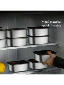1-7pcs Stainless Steel Food Storage Containers With Flip Lids, Leakproof & Stackable, Suitable For Outdoor Camping, Home Parties, Office And School - Black - View 3