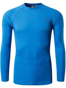 jeansian Áo thun dài tay cổ tròn chống tia UV Upf 50+ dành cho nam tập luyện mùa hè, nhanh khô, thích hợp cho các hoạt động ngoài trời như câu cá, leo núi và chạy bộ - Màu xanh lam - Xem 3