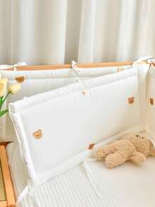 1 件婴儿床保险杠套装，一体式软垫防撞床栏护栏，带卡通刺绣图案，新生儿婴儿床缓冲器