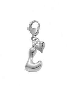 1pc Silver Bubble Letter Cute Necklace Pendant, Bag Charm - Includes Shiny Crystal Pendant & Gold Heart Pendant, Letters A-Z, Alloy Bag/Backpack Hanging Decoration - Perfect Gift For Birthday & Special Occasions, Keychain, Wallet & Purse Accessory For Women & Girls - Silver - View 23