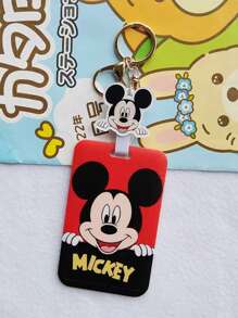 Disney Disney Cute Cartoon Style Release Button ID Badge/Card Holder, Metro/Bus Card Case, Name Tag Lanyard Keychain School Supplies,Back To School