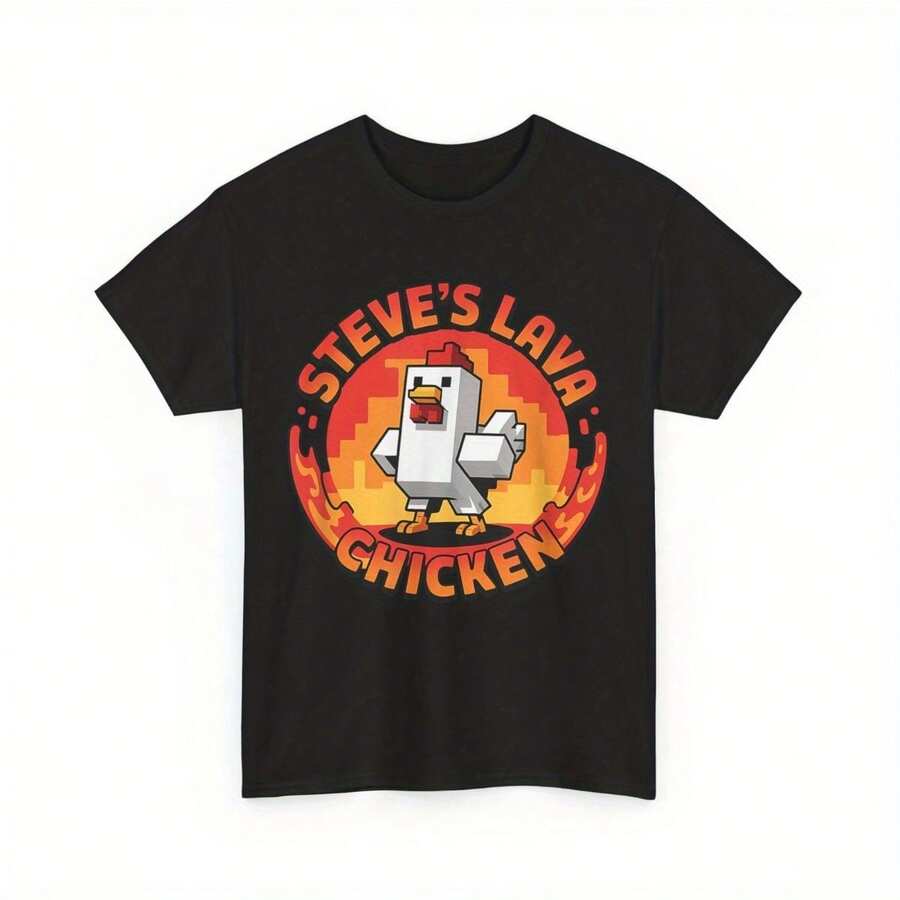 Lava Chicken Miners Meme Steve Pixel Gaming Boys Kids Game T-Shirt - màu đen - Xem 1