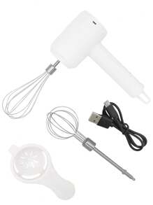 1Piece 800mah Rechargeable USB Electric Handheld Mixer, High-Speed Stainless Steel Egg Beater With Twin Stick Configuration, Portable Wireless Cake And Coffee Frother For Baking, Cream, And Batter Mixing