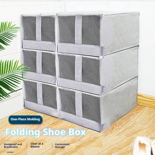 Armario para zapatos resistente y grueso, caja de armario apilable, estante para zapatos plegable y ahorra espacio, para zapatos deportivos y botas, organizador de armario de zapatos de tela