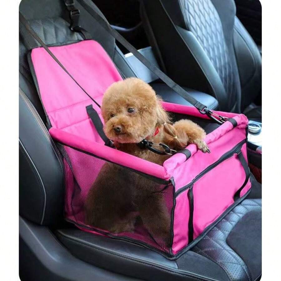 1 Stück Hundeautositz und Reisegurt - Oxford atmungsaktiv faltbar weich waschbar Haustierträger mit Gurt und verstellbaren Schultergurten, ermöglicht sicheres Autofahren und bietet Katzen und kleinen Hunden eine bequeme Aussicht