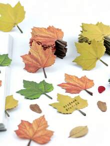 3pcs/150sheets Tree Leaf Shaped Sticky Notes. Realistic Leaf Memo Pads, Student Stickers, Bookmark Stickers, Maple Leaf Decorative Stickers, Message Stickers, Wish Wall Stickers. - Multicolor - View 6