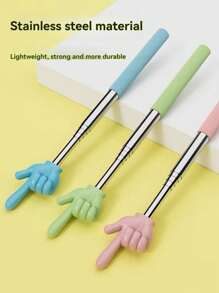 1pc Random Color Retractable Stainless Steel Teaching Pointer, Portable Design (Mixed Colors)