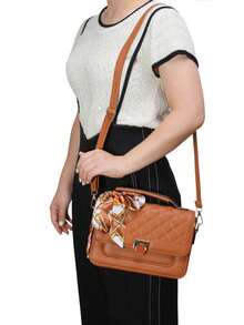 Women's Crossbody Bag With Scarf Chest Spacious Medium Structured Women's Bag With Strap - 隨機顏色 - 查看 2