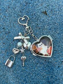 1pc Original Y2k Cat Bag Pendant Portable Makeup Mirror Keychain Birthday Gift Love Pattern Bag Charms Key Ring Bag