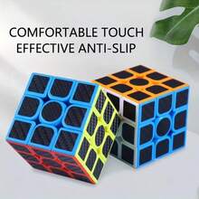 1pc Carbon Fiber Sticker 3x3x3 Magic Cube, Professional Speed Magic Cube, Gifts, Fingertip Decompression Puzzle Toys - 彩色 - 查看 3