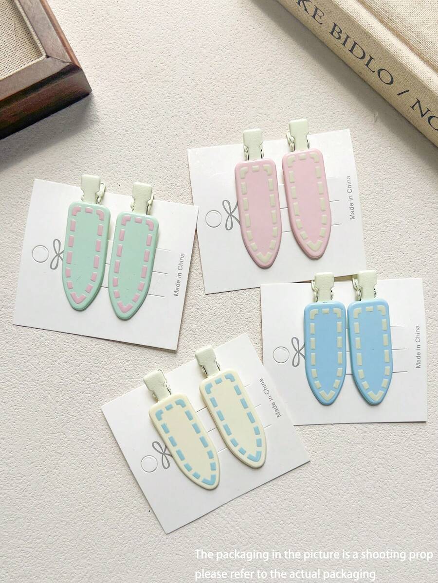 8件套粉彩马卡龙色水滴发夹，可爱侧刘海隐形发夹，百搭日常佩戴，发爪夹，发卡，学生用品，发饰，头部饰品 - 彩色 - 查看 1