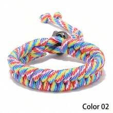 1pc Handmade Woven Paracord Bracelet, Camouflage Pattern, Fashionable Outdoor Wrist Band For Men & Women, Suitable For Daily Wear And Gift
