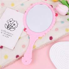 1 pieza Espejo de mano redondo de color metálico elegante, tamaño grande de 9.8 pulgadas * 4.5 pulgadas, espejo de vanidad para mujer, espejo de maquillaje ligero, adecuado para uso doméstico, maquillaje, barato, decoración de habitación, tocador, viaje, dormitorio, accesorios de maquillaje, espejo, espejo de vanidad, mini espejo, espejo compacto, espejo pequeño, espejo de mano