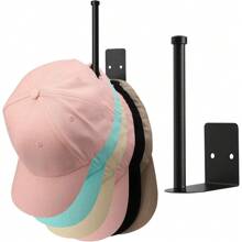 2Pack Hat Organizer For Baseball Hat Racks For Wall Hat Hanger Closet Space Saving Holder Hat Storage Drilling & Self Adhesive Hat Hooks For Wall Closet Door Office Bedroom (Black)