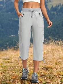 ISEEGZ  Women's Hiking Cargo Capris UPF 50+ Lightweight Quick Dry Cargo Capri Pants With 8 Pockets Workout Casual - 銀灰色 - 查看 1