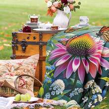 Pink Floral Decorative Outdoor Picnic Blanket Outdoor Throw Blanket A Stunning Piece For Home Or Outdoor Use A Thoughtful Gift For Nature Enthusiasts And A Versatile Companion For Gatherings Relaxation And Artistic Inspired Moments Everywhere - Multicolor - View 7