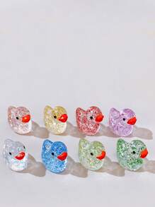 10 Stück Mini Glitzer-Enten, bunte kleine Harz-Enten, DIY Tierdeko für Zuhause; Auto-Dekoration; Aquarium; Blumentopf-Deko. Geeignet für Hof- und Gartendekoration, Geschenke, für Puppenhaus, Miniaturgarten, Aquarium-Dekoration (zufällige Farbe)
