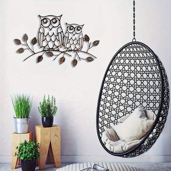 POSIGLOWTH 1pc Iron Metal Laser Cut Wall Decor, Silhouette Art, Crossborder Ecommerce Standalone Site Metal Iron Art Owl Decor, Indoor Outdoor Wall Hanging Craft Decor