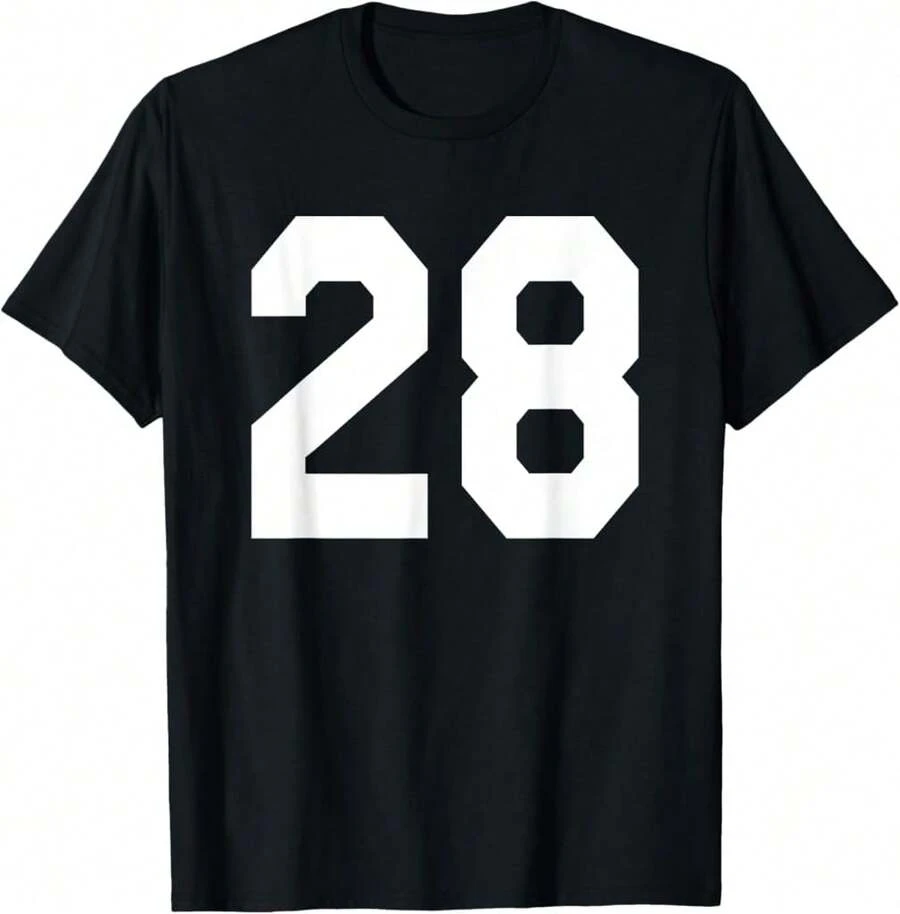 Number 28 Sports Jersey Front And Back Team Player T-Shirt;DIS Gifts For Husband - Black - View 1