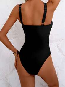 Traje de baño elegante, sexy y de moda para vacaciones de verano en la playa - Negro - Ver 3