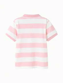 Balabala 女童短袖T恤,少女夏季polo衫,休闲上衣,透气抗菌 - 紅白色調 - 查看 6