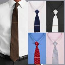 1 Stück/4 Stücke hochwertige koreanische Stil Kupfer Krawattenklammern, modische Herren Formal Business Silber Schwarz schmale Krawattenklammern, Hochzeit