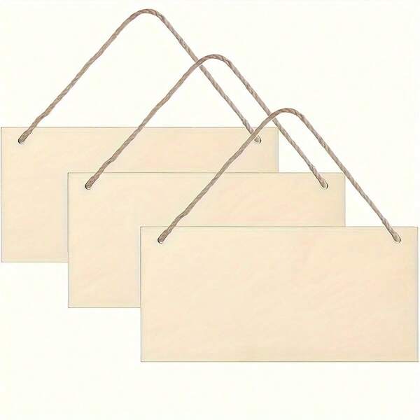 8 pièces Signe en bois de tilleul non fini 20x10cm/7,8x3,9 po Plaque murale en bois rectangulaire vierge à suspendre Projet d'artisanat DIY Panneau en bois avec corde Décoration murale et de porte