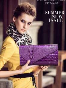 时尚鳄鱼纹手提包，女士大容量鳄鱼纹单肩包，时尚女士手提包 - 彩色 - 查看 2