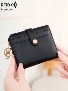 MIYIN Women's Super Thin Wallet, RFID Blocking Bifold Credit Card Holder With Zipper Coin Pouch, ID Window And Key Ring, Fashionable And Lightweight, Suitable For Daily Use, Can Hold ID Cards, Cards, Etc. An Ideal Choice For White-Collar Women, And Also A Great Gift For Holidays, Anniversaries, Birthdays, Etc. This Wallet Combines The Functions Of A Business Card Holder And Credit Card Wallet, Making It An Ideal Choice For Women's Mini Wallets. - Black - View 8