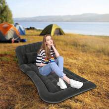 Inflatable Mattress 68.5 X 49.61 In, Capacity 551.16 Lbs, Quick Inflation With Pump, Foldable For Travel, Ergonomic Design With Two Headrests. Ideal For Car, Camping, Or As A Travel Guest Bed. Double Compartment For 1 Or 2 People (Beige/Black/Gray) - Black - View 9