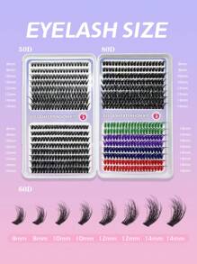 640 Peças Agrupamentos de Cílios 30D+40D+50D/50D+60D+80 Extensão de Cílios DIY Falso Mink e 4 Segmentos Mistos de Extensão de Cílios Coloridos Naturais Wispy Individuais - Agrupamentos de Cílios Individuais Premium D Curling Natural Volume para Extensões de Cílios DIY - Reutilizáveis, Leves e Fáceis de Aplicar, DIY em Casa