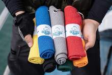 OHIKA Microfiber Fishing Towels With Clip, Waffle Pattern For Effective Cleaning Of Fishing Gears Or Dirty Hands, 16" X 16", Camping Towels, Hiking Towels, Pack Of 3 (Black/Grey/Blue) - Black - View 4