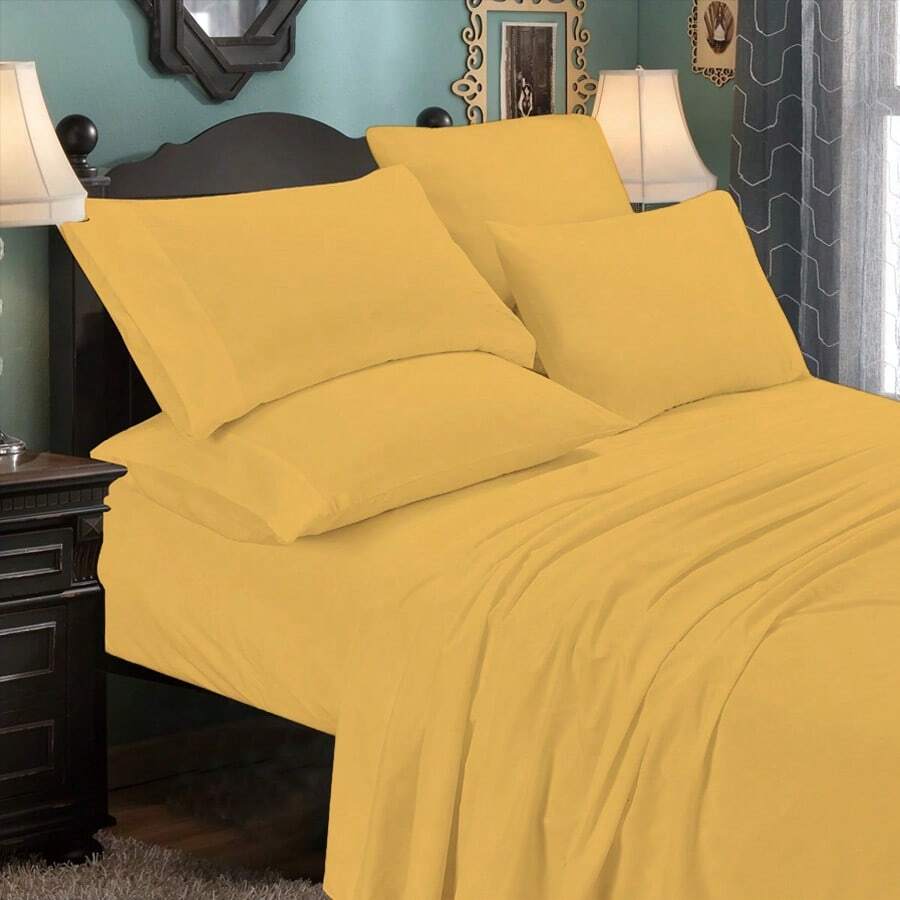 6-Piece Luxurious Super-Soft Bedsheet Set With Deep Pockets -  Friendly, Breathable, Wrinkle Free, Machine Washable - 金色 - 查看 1