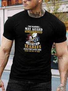Camiseta divertida de Cuerpo de Marines Seabee - Camiseta patriótica de la Marina de los EE. UU. - Regalo para veteranos para papá - Camiseta informal negra de manga corta - Negro - Ver 1