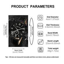 5pcs Men's Watch PU Leather Fashion Casual Roman Mixed Scale Dial Quartz Watch With Jewelry Accessories Rock Hip Hop Men's Bracelet Set Party Gift Beach Vacation Valentine Gift