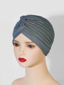 1件装女士纯色弹力扭结软帽，新款帽子，时尚百搭欧美头巾，弹力瑜伽头巾，头巾帽，中东风情睡帽 - 彩色 - 查看 28