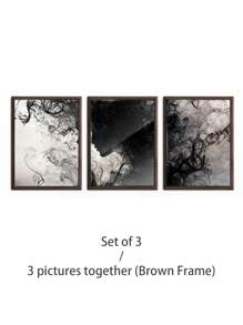 3Pcs/Set, Optional Frame, High Quality Print Painting, Modern Style, Black And White, Abstract, Portrait, Texture, Wall Art Poster, Home Decoration, Suitable For Living Room, Sofa, Bed, Hallway, Bedroom, Bathroom, Office, Perfect Art Gift ,Wall Art With Frame