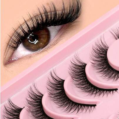 6 pares de pestañas postizas de ojo de gato, pestañas de ojo de zorro, pestañas falsas que alargan el ojo, pestañas de visón falsas de aspecto natural, extensiones de pestañas cortas para maquillaje