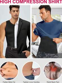 TAILONG Men Compression Shirt Shapewear Slimming Body Shaper Vest Undershirt Tummy Control Tank Top