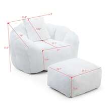 Giant Bean Bag Chair With Footstool,Lazy Sofa - Oversized High Back Corduroy Bean Bag Couch,Floor Sofa For Living Room, Home Theater, Play Zone - & Non-Slip Base,Very Suitable For Bedrooms, Living Rooms, Game Rooms, Study Rooms, Offices, Or Apartments. - B-白色(附腳蹬豆袋椅) - 查看 11