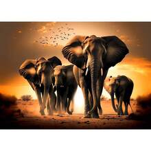 1 Stück Wandkunst Poster wahlweise mit Rahmen wilde Elefanten Sonnenuntergang Landschaft Elefant Tier Kunst Poster Leinwand Malerei Wandbilder Wohnzimmer Heimdekoration Leinwand, ohne Rahmen - Verschiedenfarbig - Übersicht 43