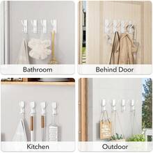 New Self Adhive Coat Hooks For Hanging, Heavy Duty Stainls Double Wall Hook For Towel, Backpack, Hat, Sturdy Metal Hanger For Bathroom, Bedroom, Door, Wall Mounted, 10 Pack, - 白色 10 包 - 查看 7
