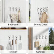 New Stick On Hooks For Hanging, Extra Sticky 6KG (Max), Coat Hook On Door For Towel Coat Hat Key, Self Adhive Hangers Wall Mounted, Sier, 6 Pack - Silver 6 Pack - 查看 4