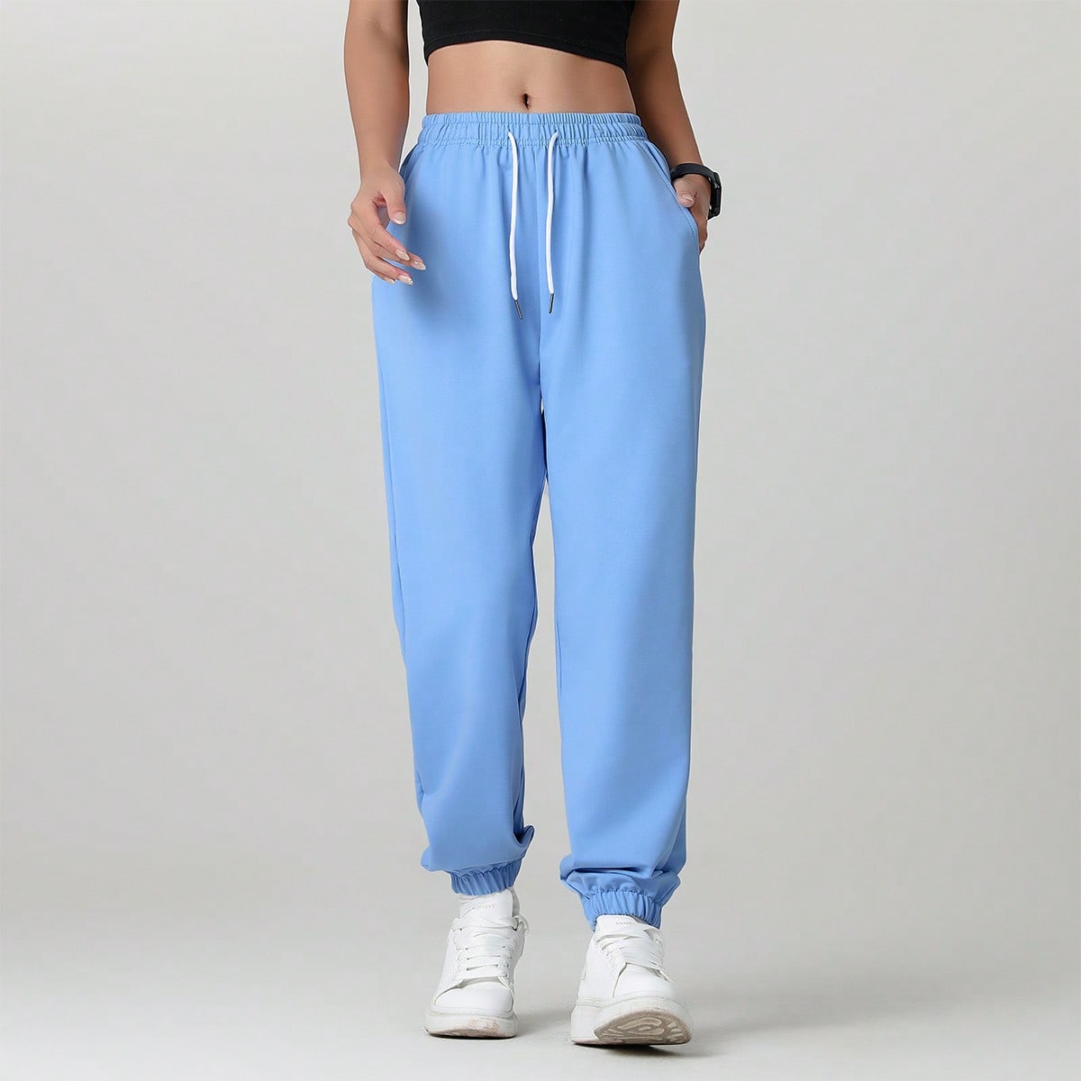 Pantalones jogger para mujer con bolsillos y cordón, adecuados para correr, uso casual, fitness, entrenamiento primaveral
