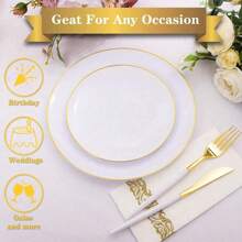1 Set de 25 piezas de Platos Redondos para Pasteles y Postres en Platino, que incluye (Platos Laterales de 7.5 Pulgadas/10.25 Pulgadas) y Tazones Premium para Ensalada de Frutas, reutilizables y fáciles de limpiar. Ideal para bodas, San Valentín, cumpleaños y reuniones festivas