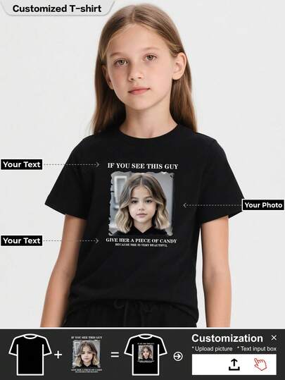 Customized Personalized T-Shirt, Girls Sport T-Shirt, Breathable, A Gift, - Add Images To Design Your Own Personalized Printed T-Shirt